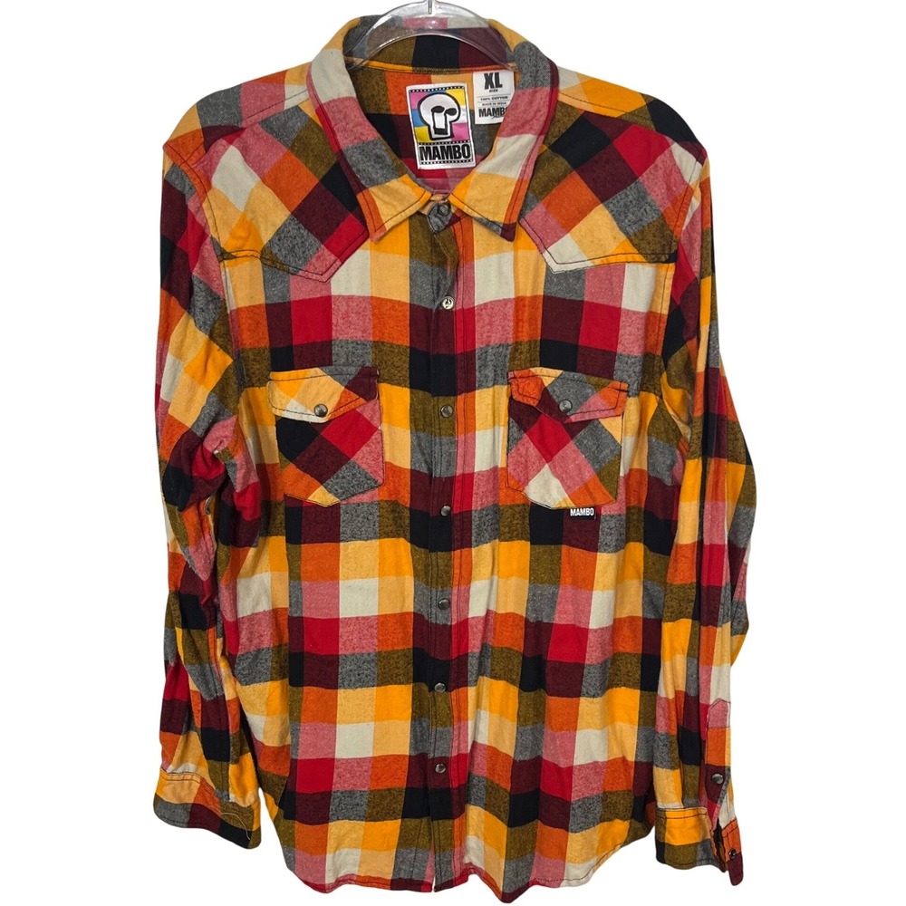 Mambo Australia‎  Snap Button Flannel Shirt Multicolored Men's Size XL